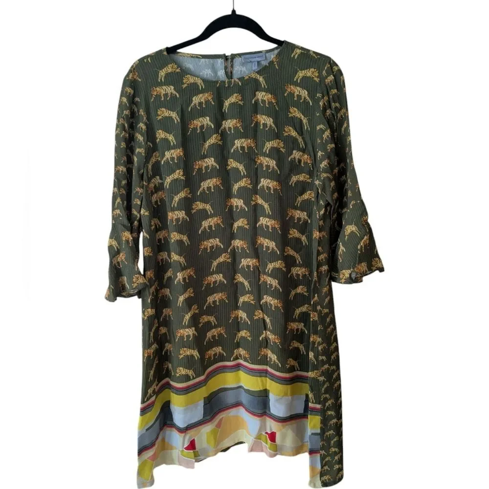 Anthropologie Conditions Apply Luisetta Tiger Print Tunic Dress Size‎ Medium